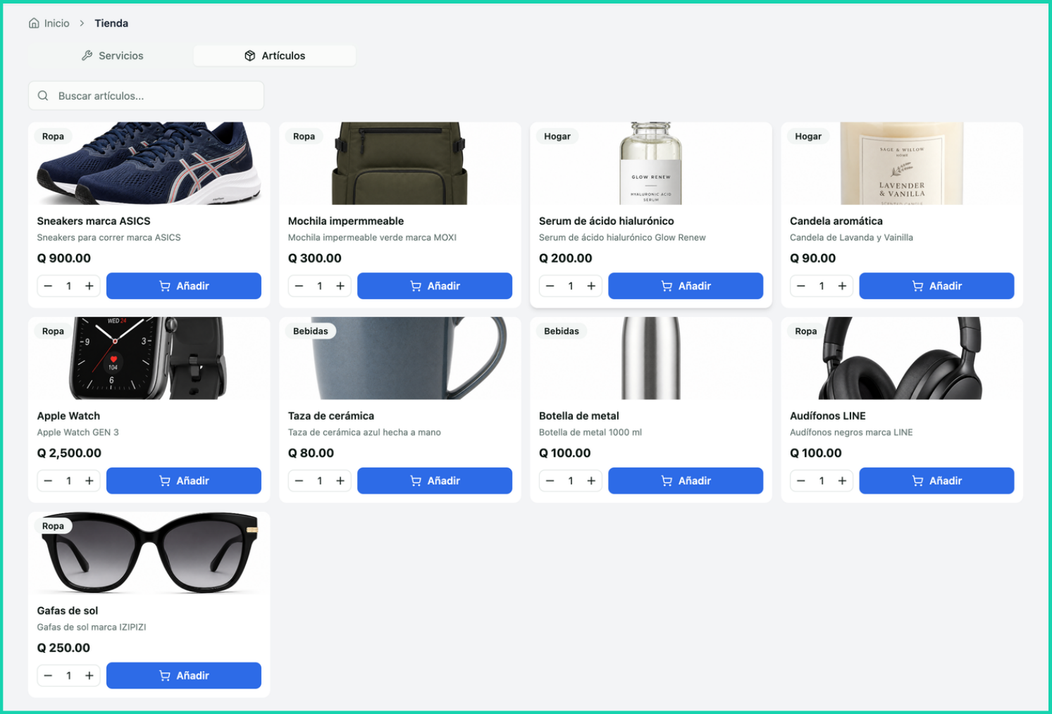 Market Aid Spanish-language digital marketplace with a searchable product catalog and item cards